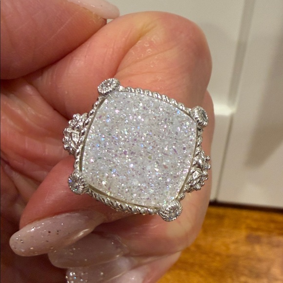 Judith Ripka Sterling Silver & White Drusy Ring W/Diamonique Accents - Picture 3 of 4